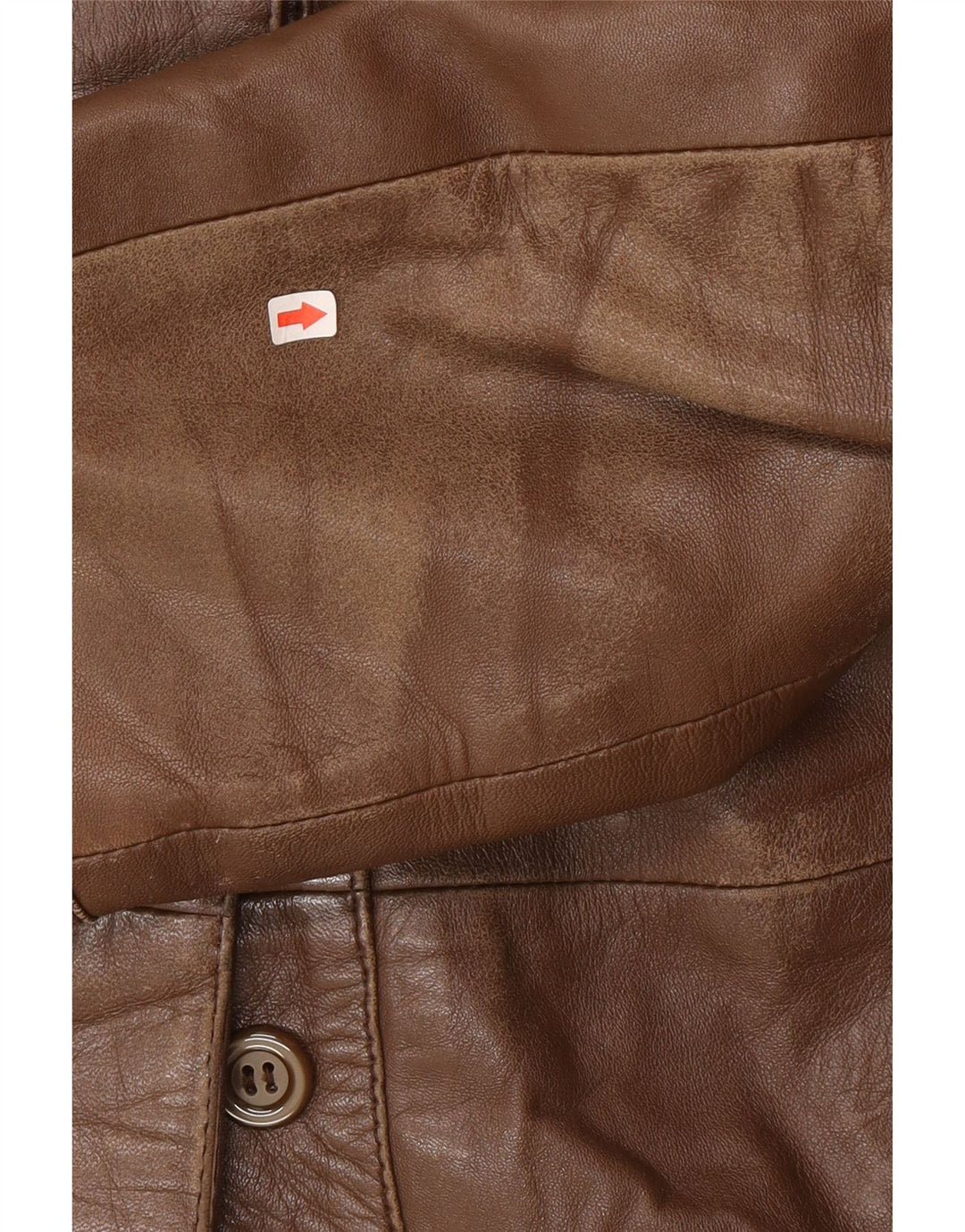 Abrigo de cuero vintage para mujer IT 46 cuero marrón grande