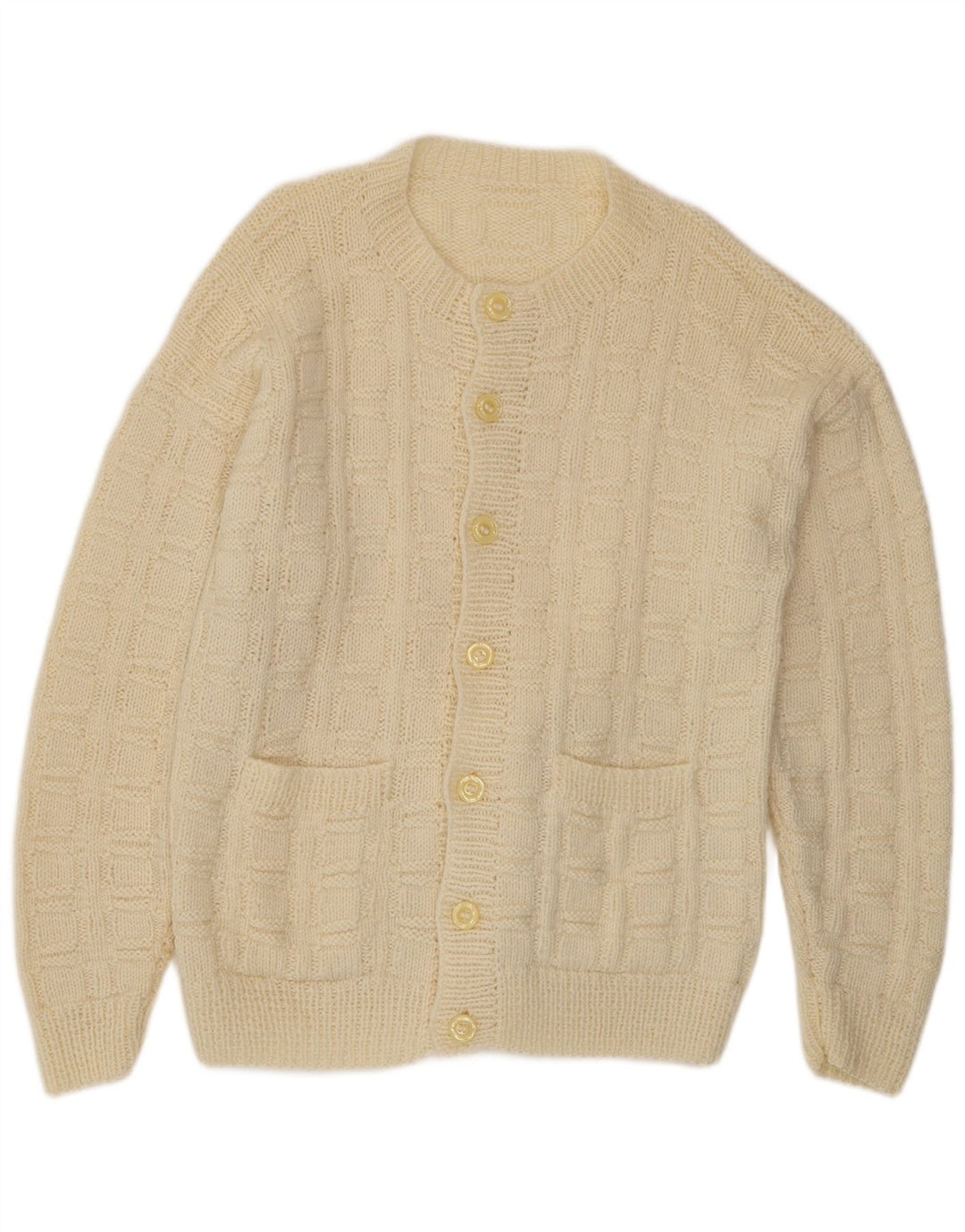 Vintage hombres Cardigan suéter grande beige