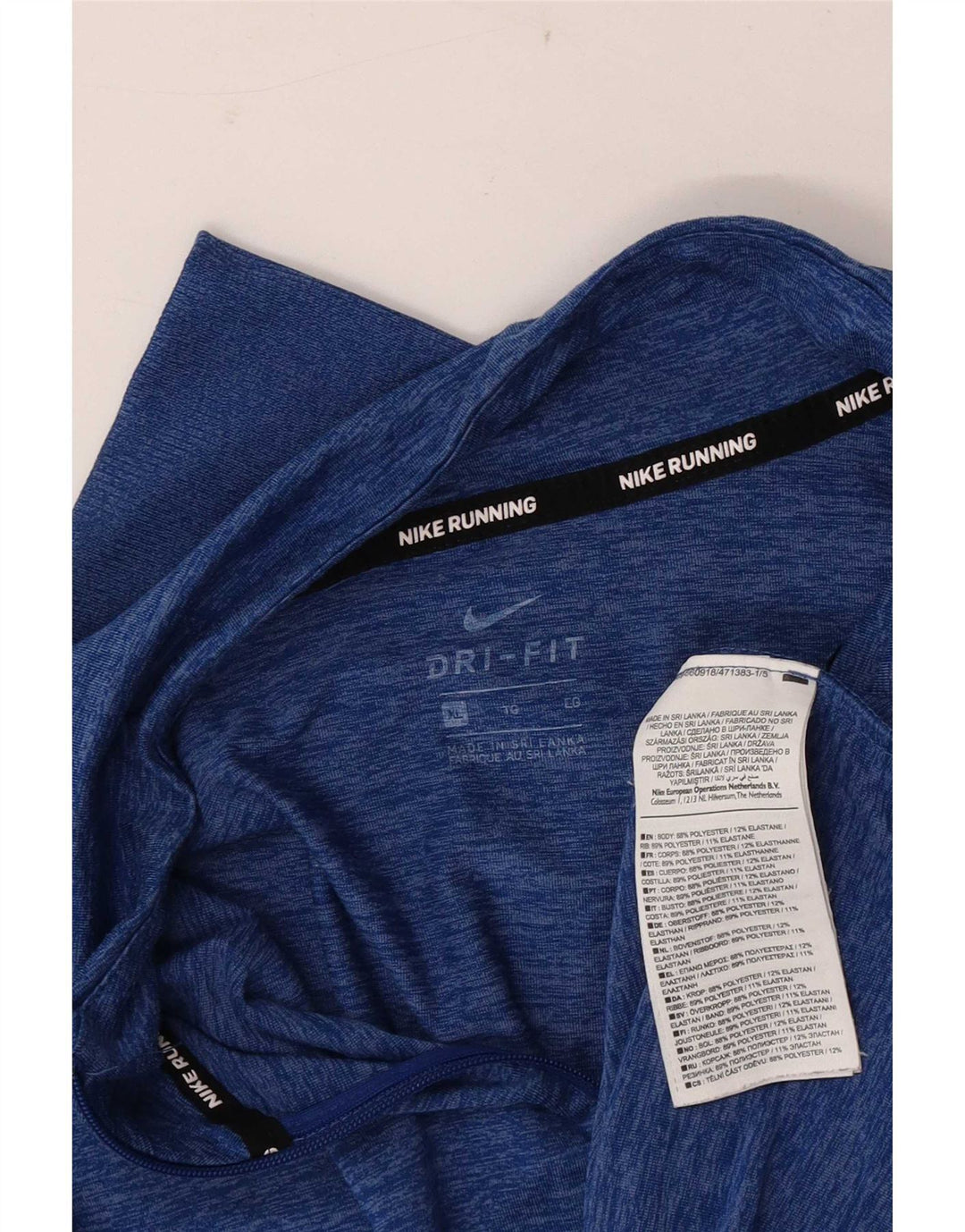 Nike Hombre Running Zip Neck Top Manga Larga XL Poliéster Moteado Azul