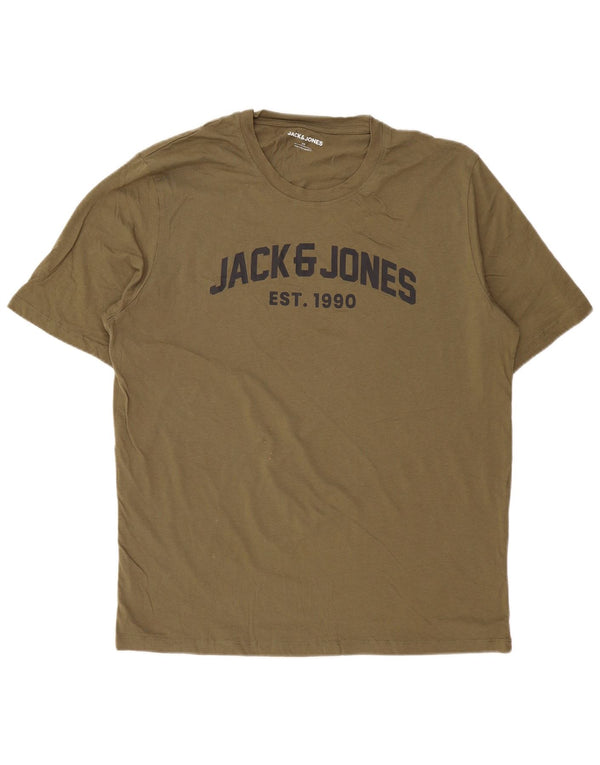 JACK & JONES Camiseta gráfica para hombre Top 2XL Algodón verde