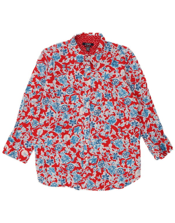 Chaps Camisa Mujer UK 18 XL Algodón Floral Rojo