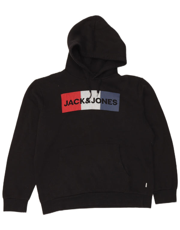 JACK & JONES Jersey con capucha gráfico para hombre XL Algodón negro