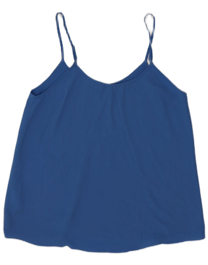 Oasis Mujer Crop Cami Top UK 10 Pequeño Poliéster Azul