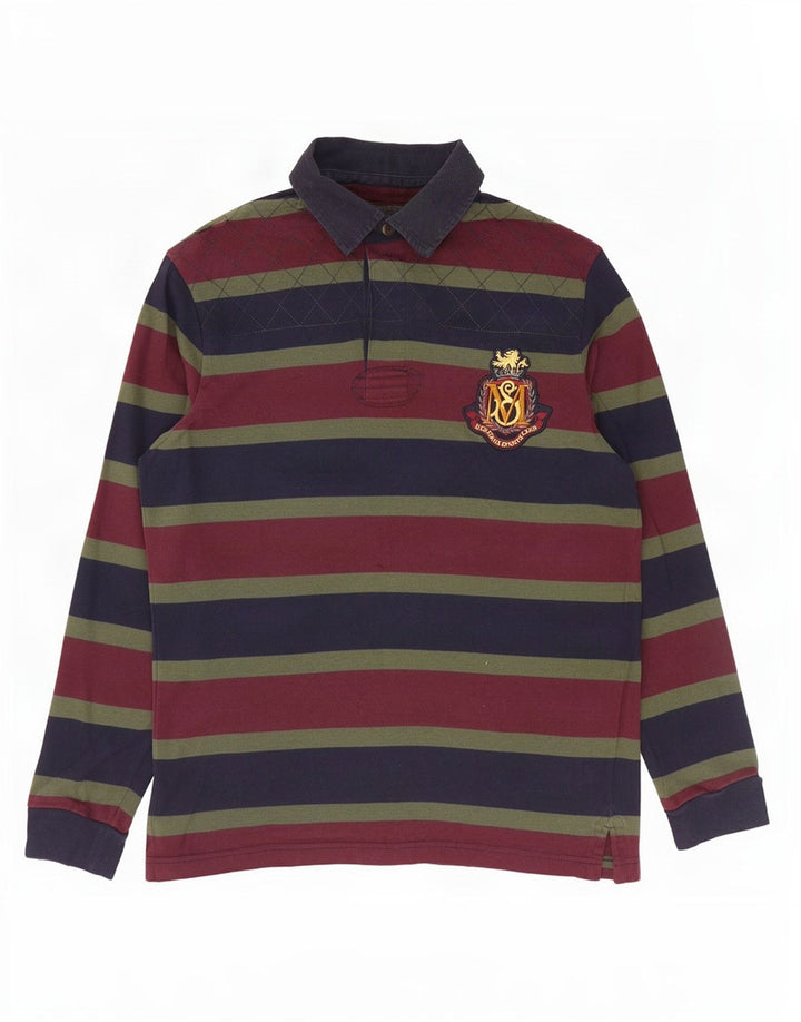 Marks & Spencer Polo de rugby azul Harbor para hombre, talla pequeña, multicolor