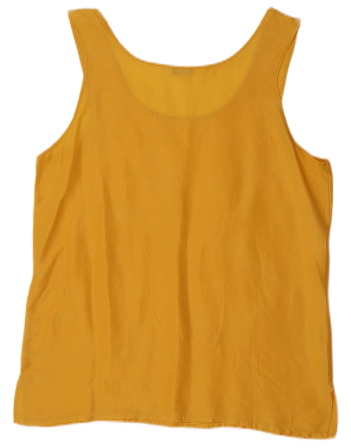 VINTAGE Womens Strapless Blouse Top UK 14 Medium Yellow Silk