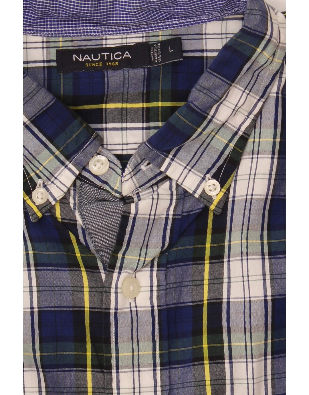 Camisa Nautica Hombre Grande Azul Marino Cuadros Algodón