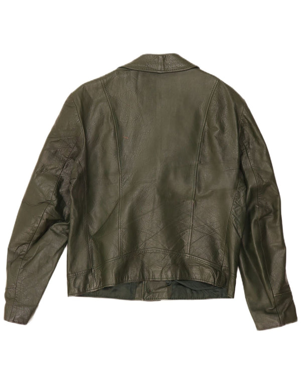 Chaqueta de cuero vintage para hombre IT 52 XL Caqui