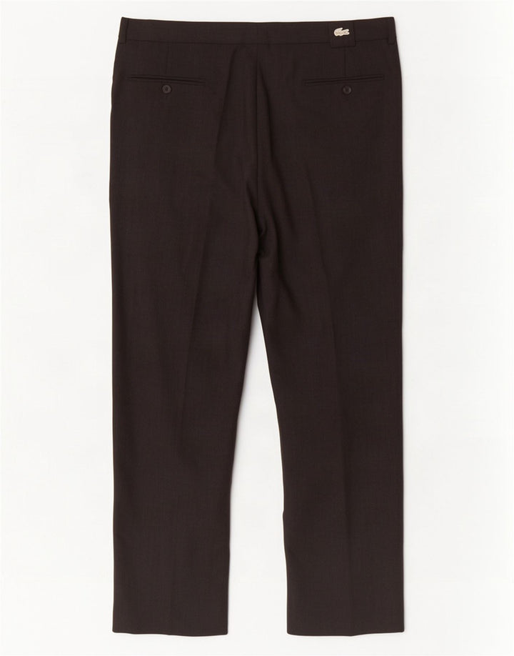 Lacoste Pantalón de traje con pinzas para hombre Talla 46 Grande W36 L27 Lana gris