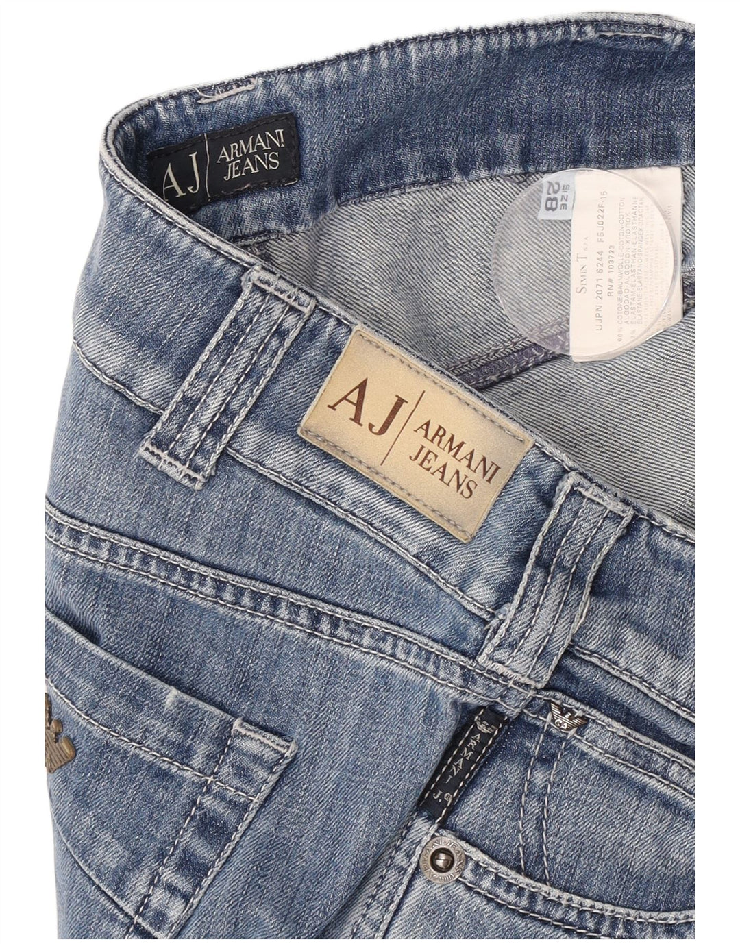 Jeans Armani Mujer Rectos W28 L30 Algodón Azul
