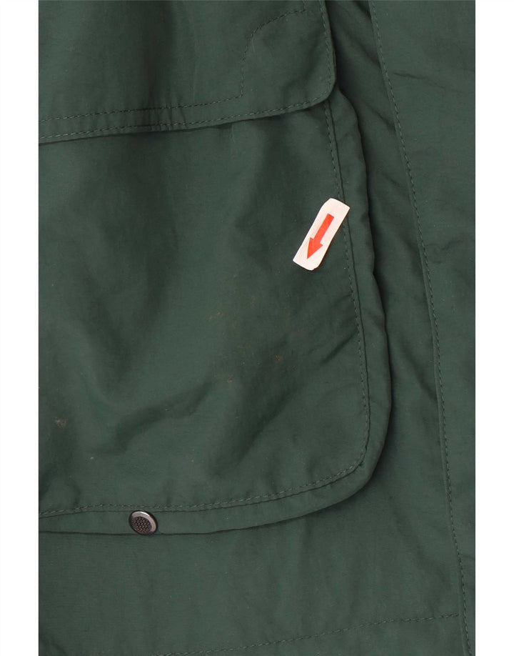 Vintage hombres chaqueta de lluvia con capucha Reino Unido 40 poliamida verde grande