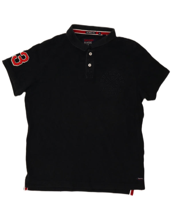 SUPERDRY Polo gráfico para hombre 2XL Algodón negro