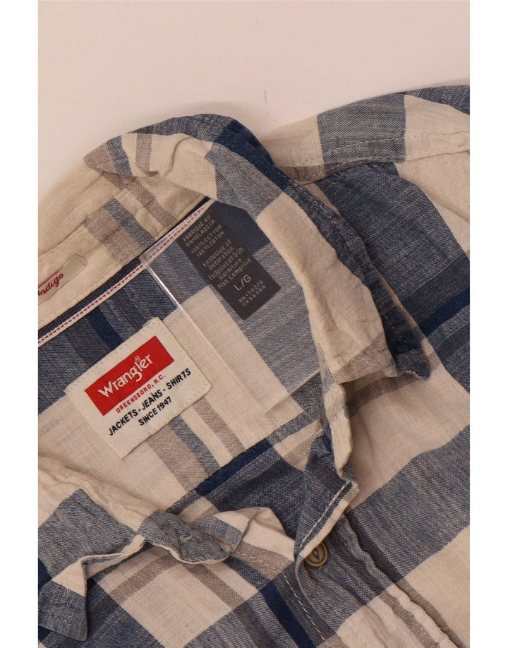 Camisa Wrangler Hombre Grande Beige Cuadros Algodón