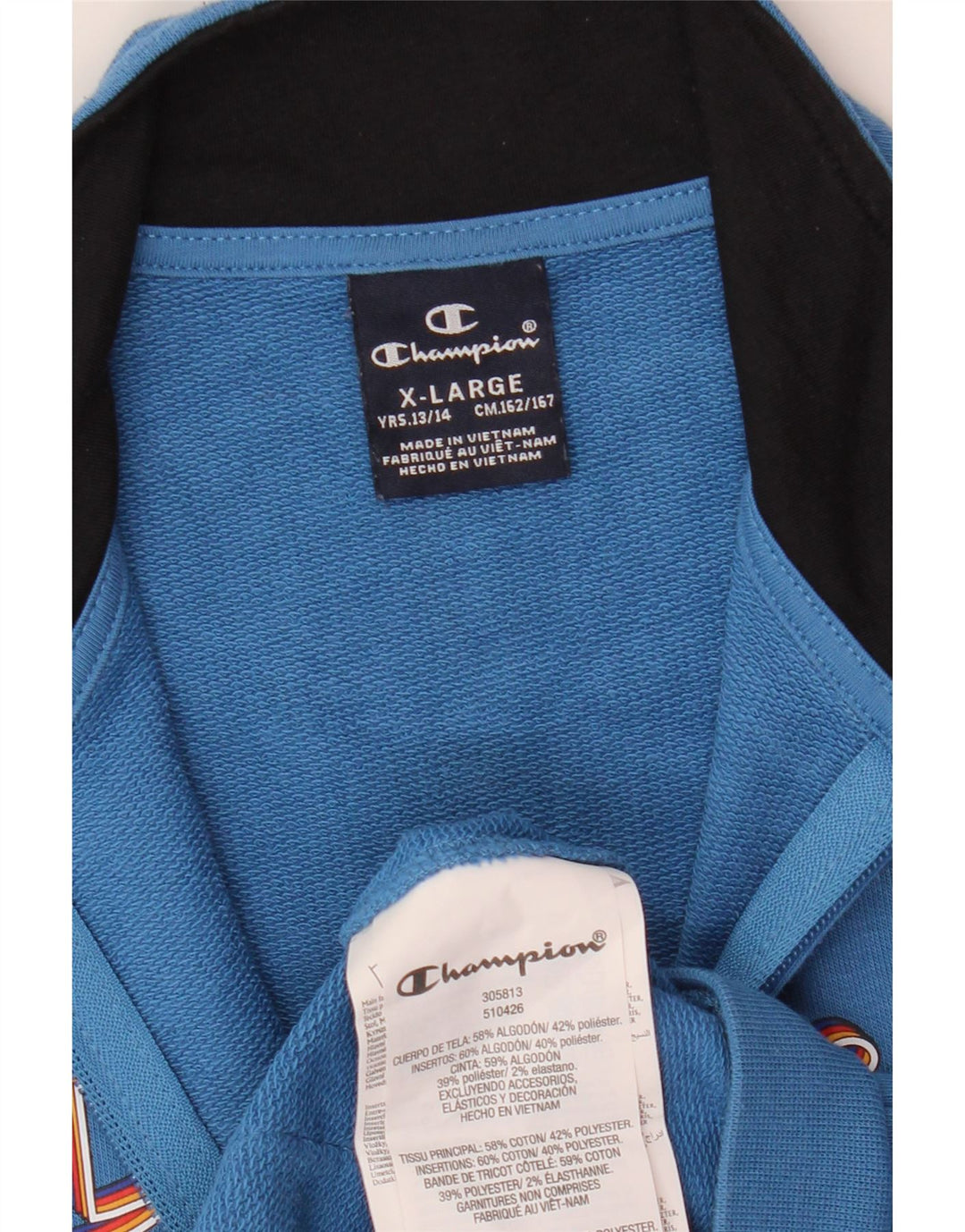 Champion Chaqueta de chándal gráfica para niños 13-14 años XL Algodón azul