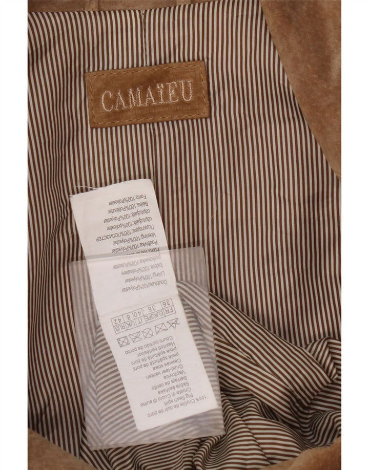 CAMAIEU Chaqueta de ante para mujer UK 8 Small Beige Leather