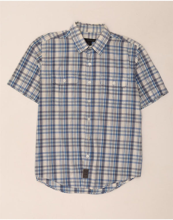 Camisa Calvin Klein Jeans Hombre Manga Corta Algodón A Cuadros Azul Medio