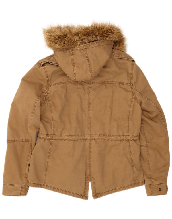 LEVI'S Parka con capucha para mujer UK 46 Grande Algodón marrón