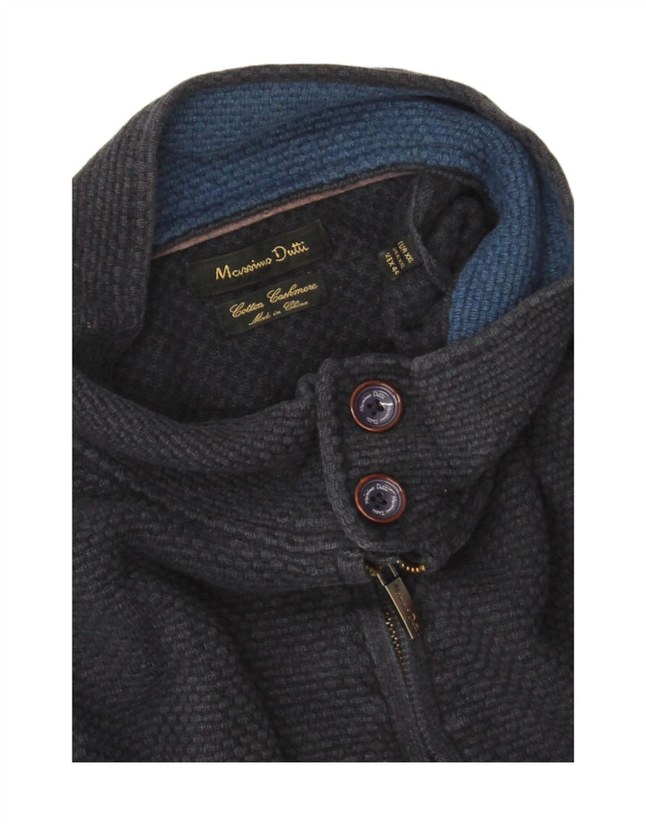 Massimo Dutti Jersey Hombre con Cuello Botonado 2XL Azul Marino Algodón