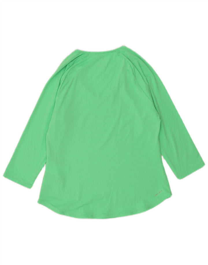 Nike Mujer Dri Fit Top Manga 3/4 UK 40 Poliéster Verde Medio
