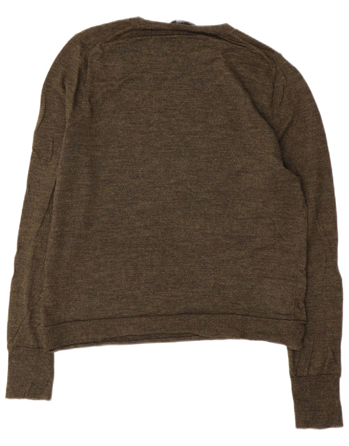 J. CREW Suéter tipo jersey con cuello barco para mujer UK 14 Lana merino caqui mediana
