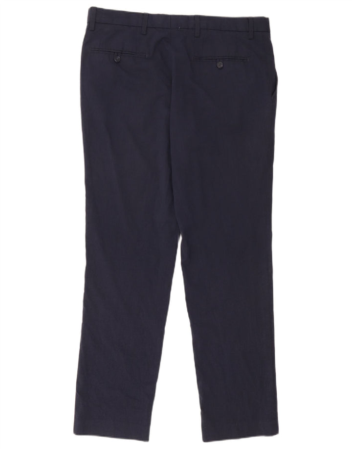 Marks & Spencer Pantalón chino ajustado para hombre W34 L31 Poliéster azul marino