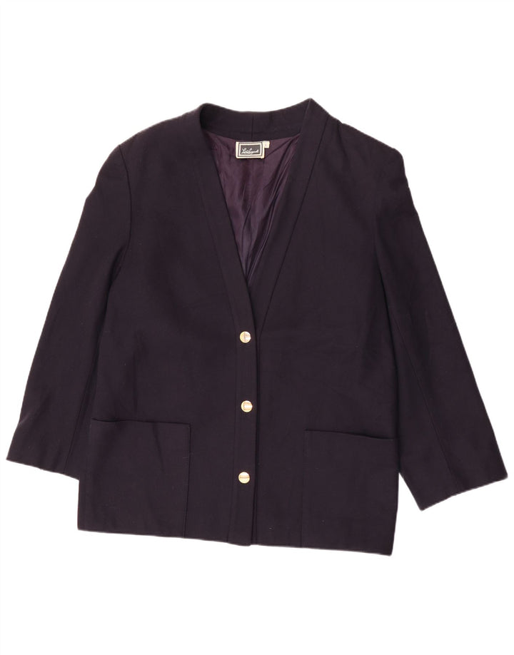 Luisa Spagnoli Chaqueta Blazer de 3 Botones para Mujer UK 46 Grande Lana Azul Marino
