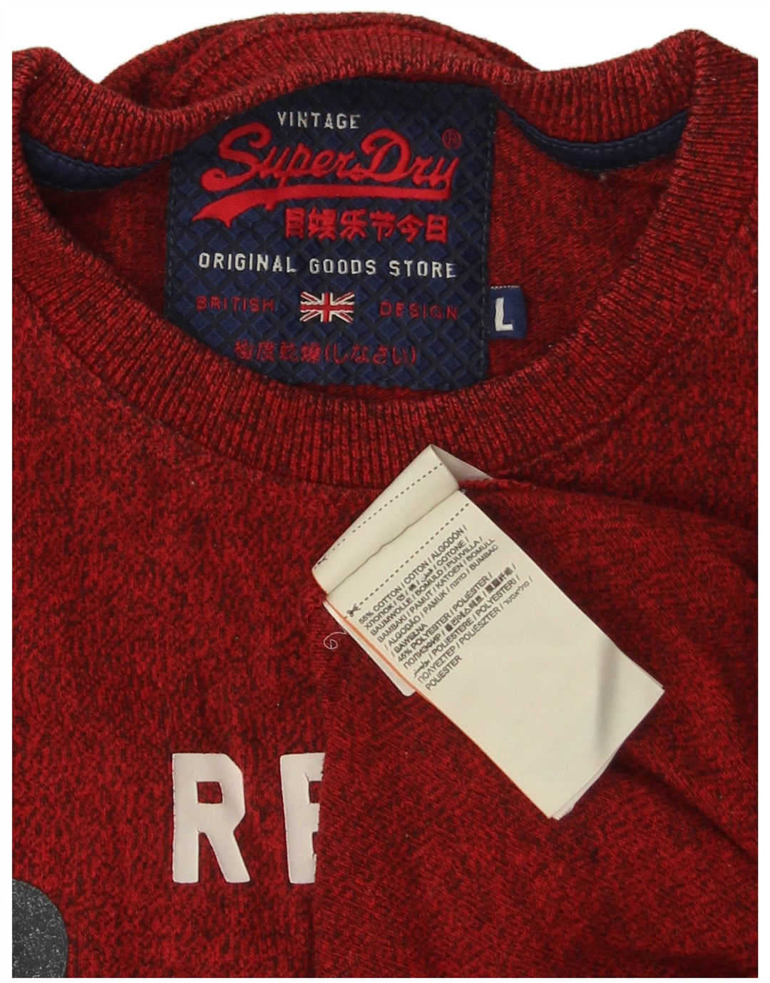 SUPERDRY Camiseta gráfica para hombre Top grande de algodón rojo