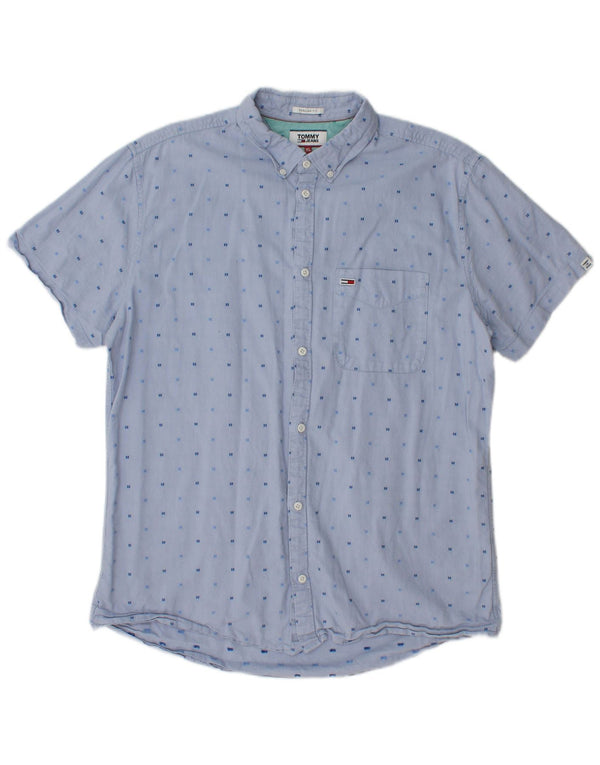 TOMMY HILFIGER Camisa de manga corta Regular Fit para hombre XL Algodón con lunares azules