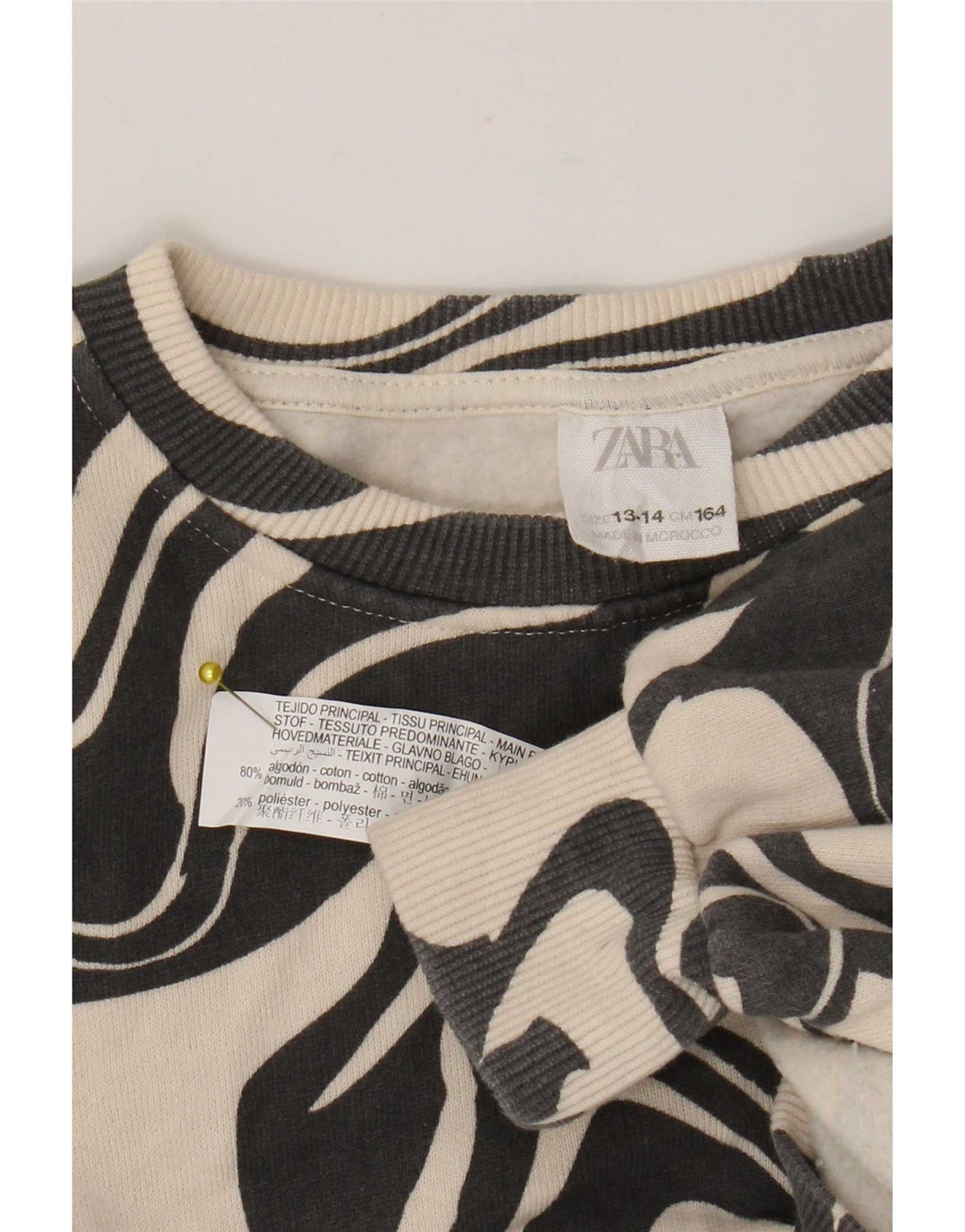 Zara Sudadera Niña Estampado Abstracto Jersey Jersey 13-14 Años Negro Algodón