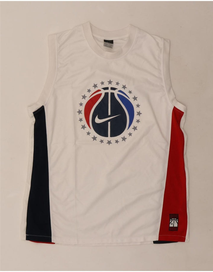 Camiseta sin mangas con gráfico Nike para hombre Poliéster con bloques de color blanco mediano