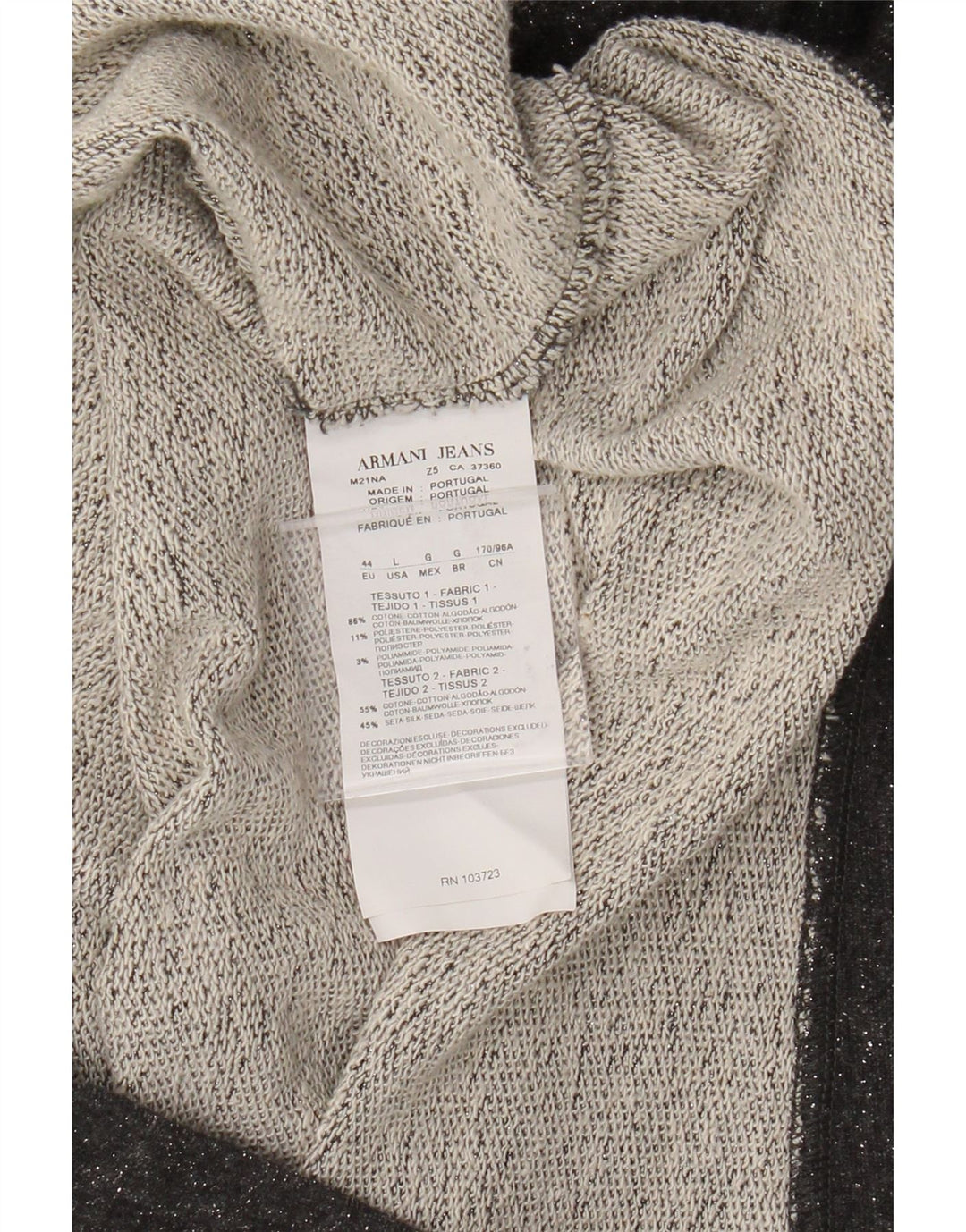 Armani Jeans Sudadera Mujer Jersey EU 44 XL Gris Algodón