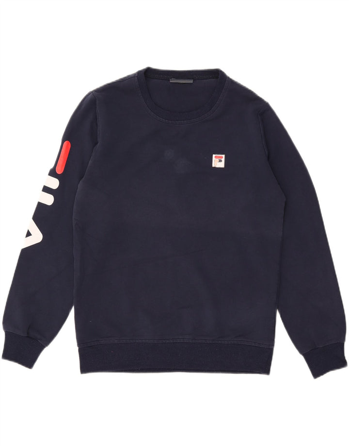 Fila - Sudadera gráfica para mujer (talla 40), poliéster, color azul marino