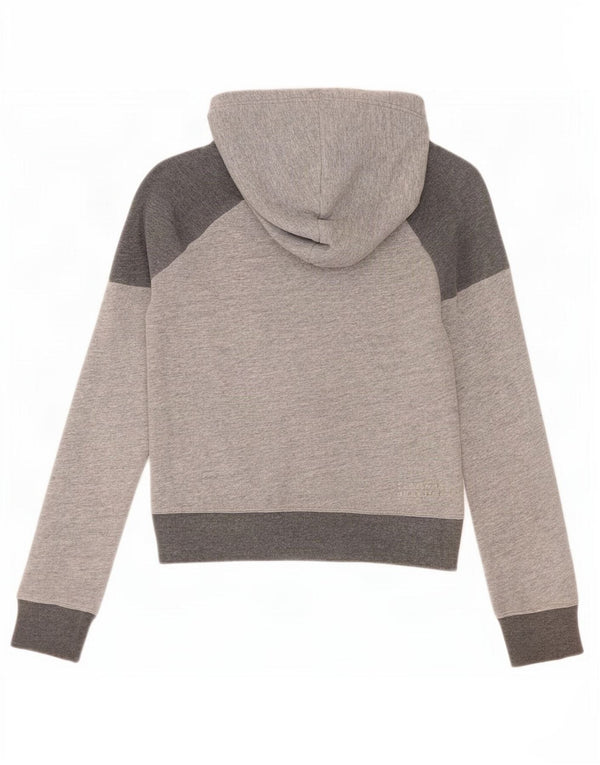 Abercrombie & Fitch Suéter con capucha y cremallera para mujer UK 10 Small Grey Colourblock