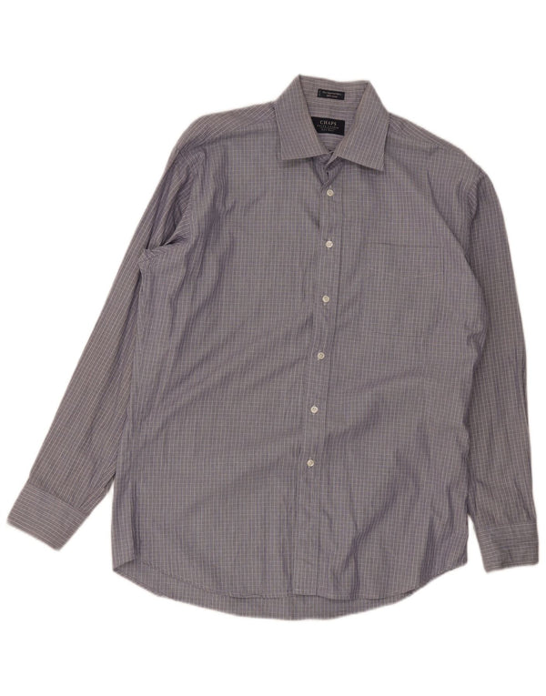 Chaps Ralph Lauren - Camisa de vestir para hombre, talla 16 1/2, algodón a cuadros azul grande