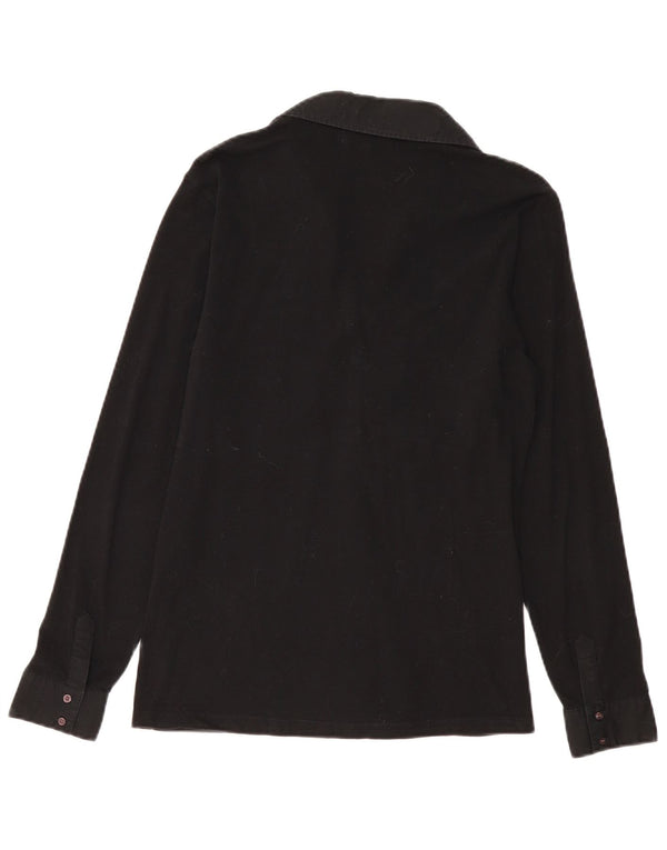 MARINA MILITARE Polo de manga larga para mujer UK 40 XL Algodón negro