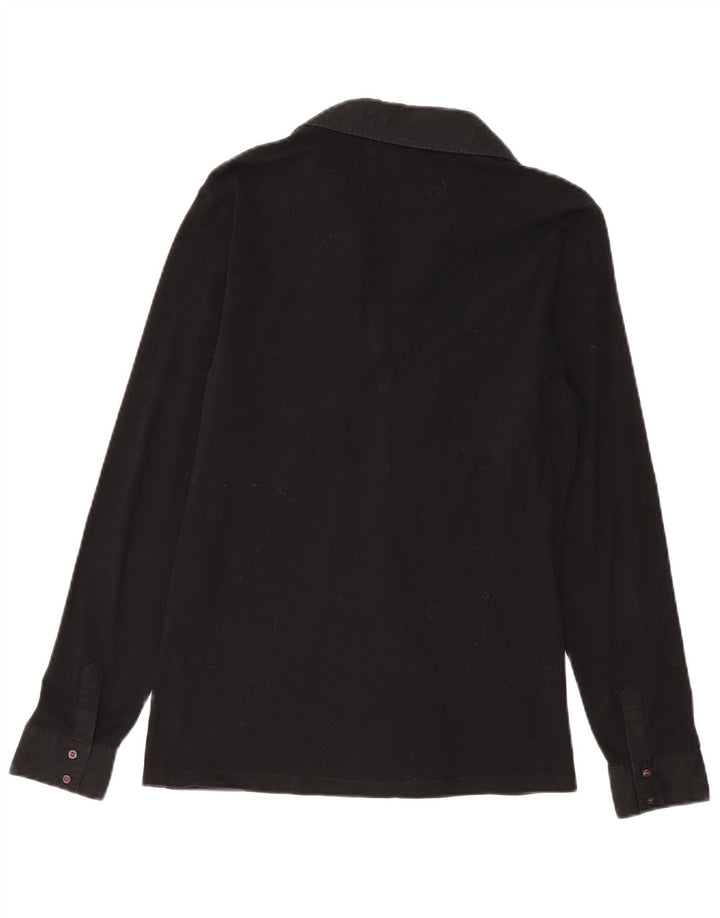 MARINA MILITARE Polo de manga larga para mujer UK 40 XL Algodón negro