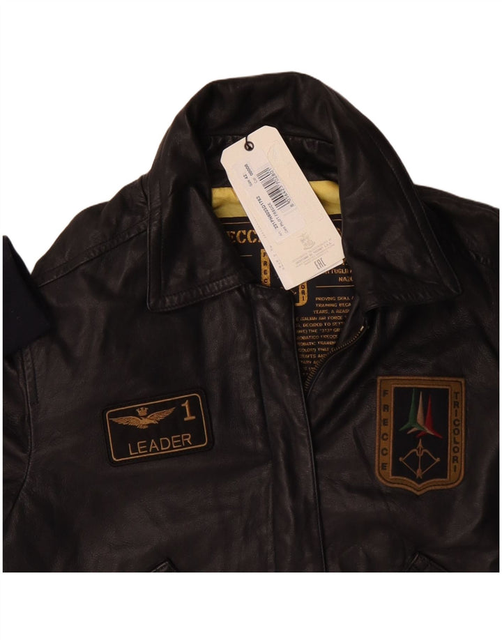 AERONAUTICA MILITARE Chaqueta Gráfica Mujer IT 42 Mediana Cuero Negro