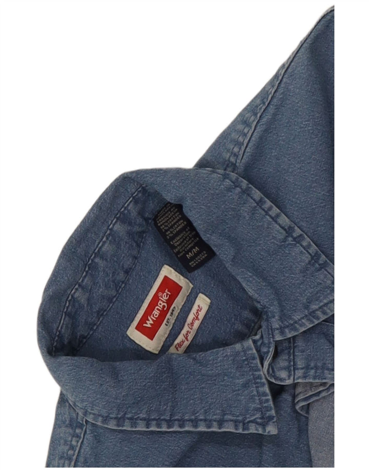 Wrangler Camisa Vaquera De Manga Corta Para Hombre Algodón Azul Medio