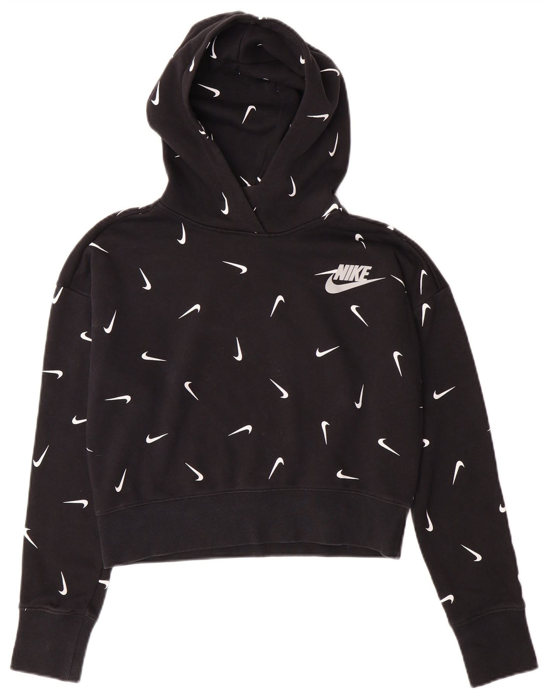 NIKE - Sudadera con capucha para niña (12 a 13 años, talla grande), color negro