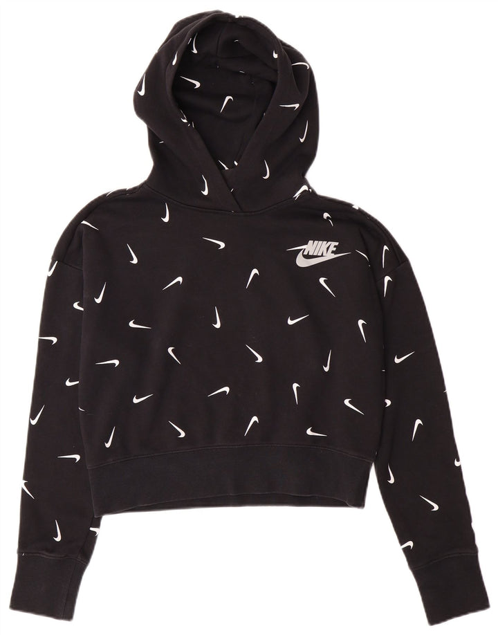 NIKE - Sudadera con capucha para niña (12 a 13 años, talla grande), color negro