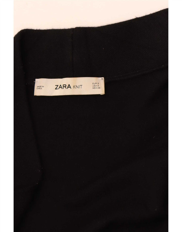 Zara Mujer Longline Open Cardigan Suéter UK 10 Small Negro