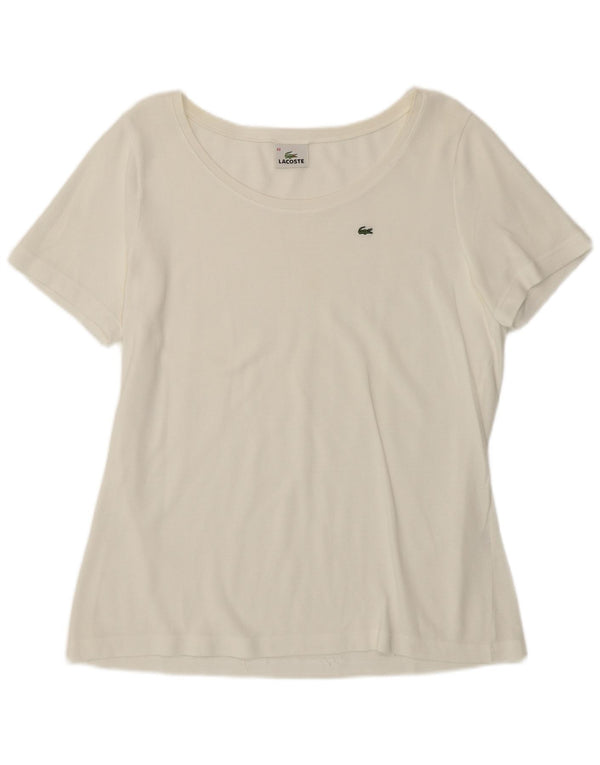Camiseta Lacoste Mujer Top Talla 44 Grande Algodón Blanco