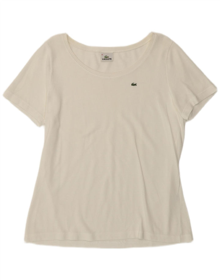 Camiseta Lacoste Mujer Top Talla 44 Grande Algodón Blanco
