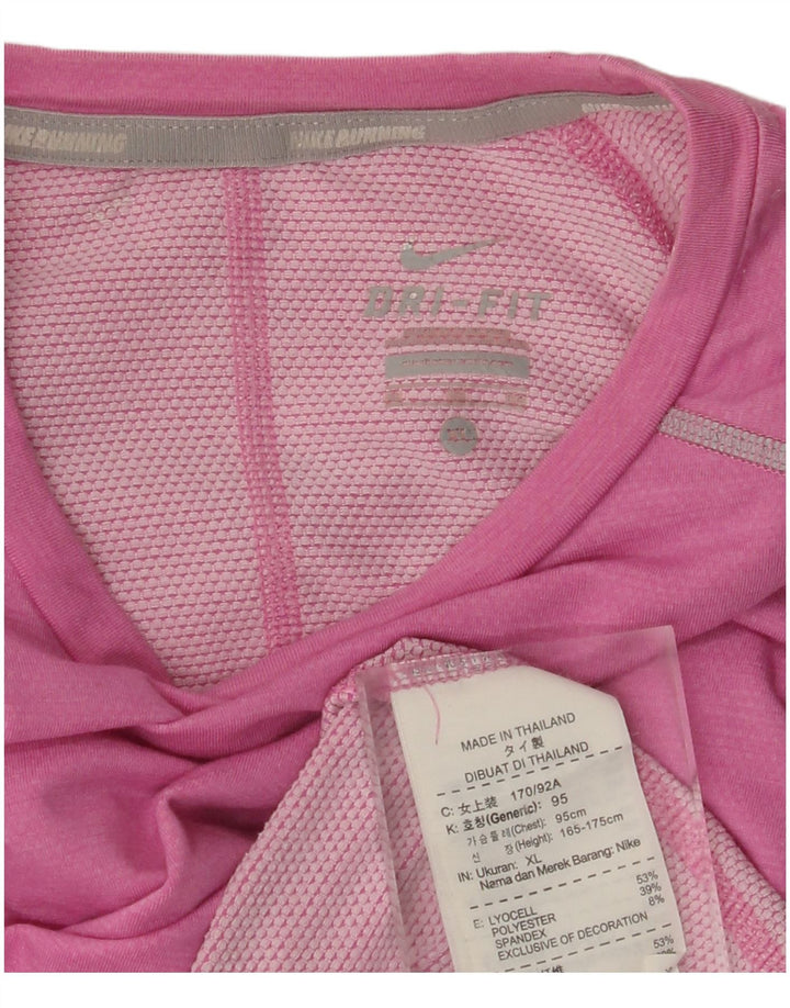 NIKE Mujer Dri Fit Top Manga Larga UK 40 XL Lyocell Rosa