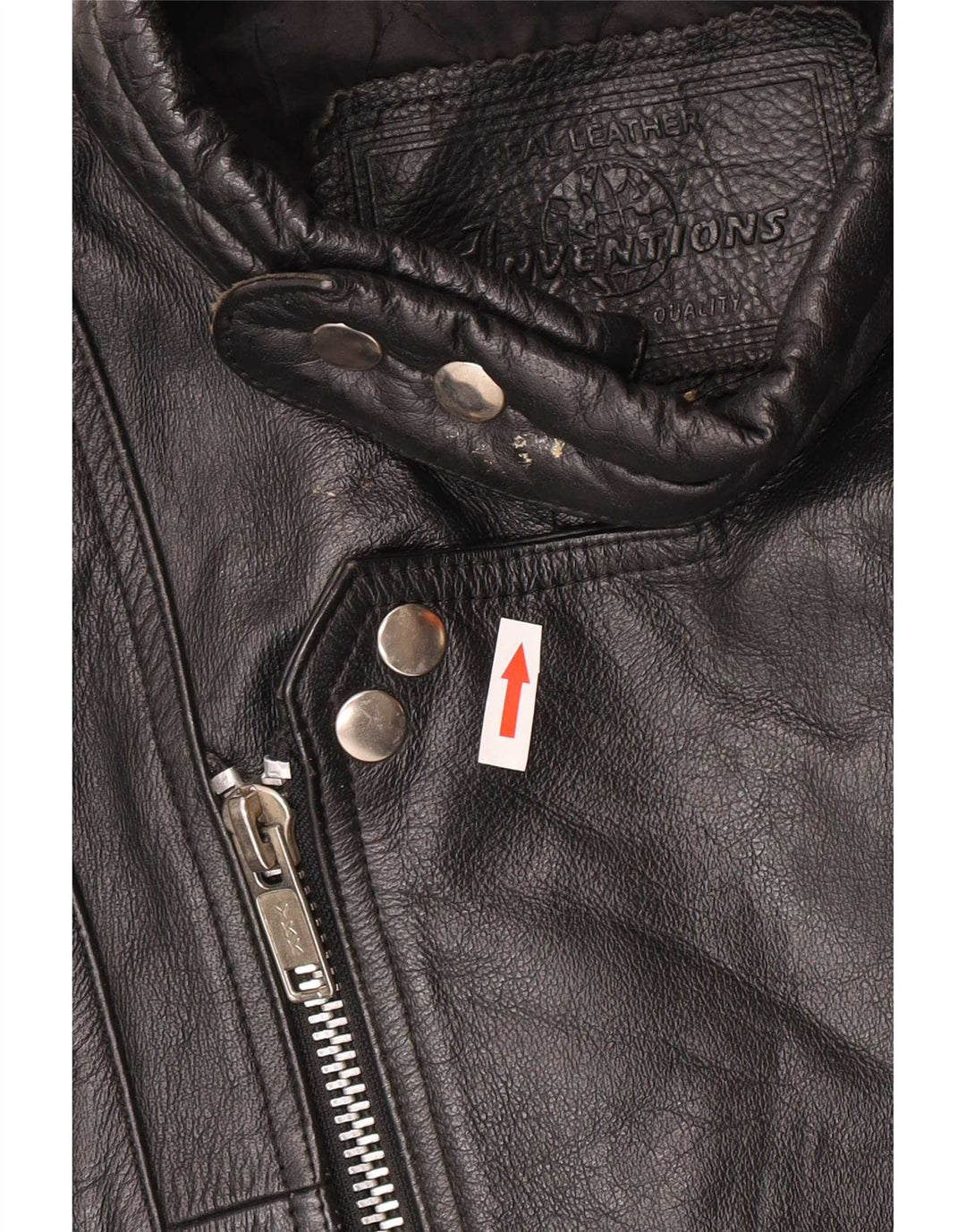 Vintage hombres cuero biker chaqueta Reino Unido 44 2XL negro