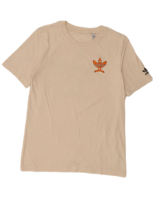 Adidas Camiseta gráfica para hombre Top pequeño de algodón blanco roto