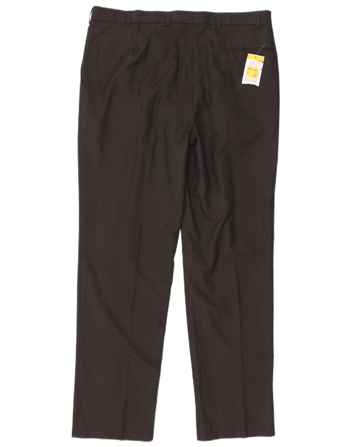 Marks & Spencer Pantalón de traje recto para hombre W38 L33 Poliéster marrón