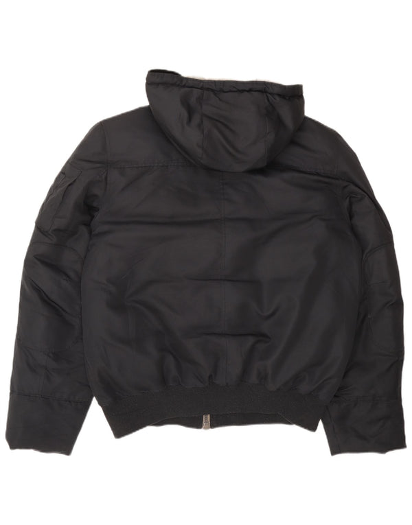 Benetton Chaqueta Acolchada Con Capucha Hombre IT 54 2XL Negro Poliéster