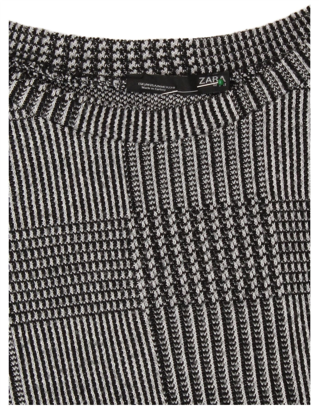 Zara Mujer Top Manga Larga UK 44 Poliéster Pata De Gallo Gris Medio