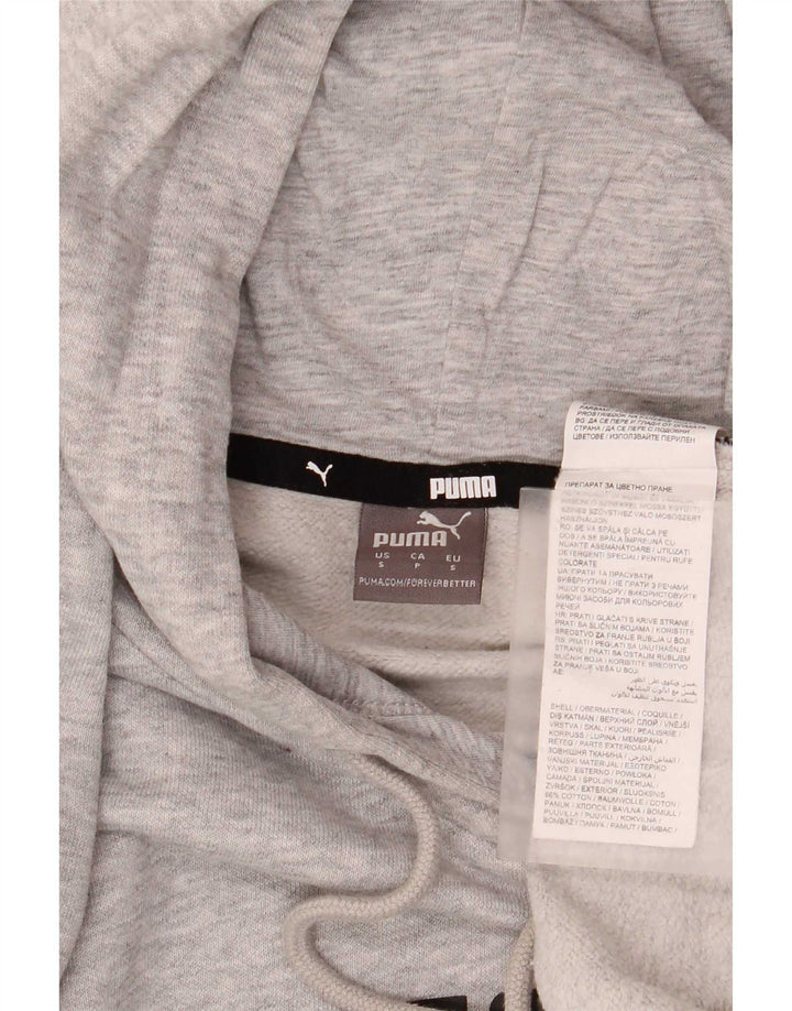 Puma Sudadera con capucha gráfica para hombre Jersey pequeño de algodón gris
