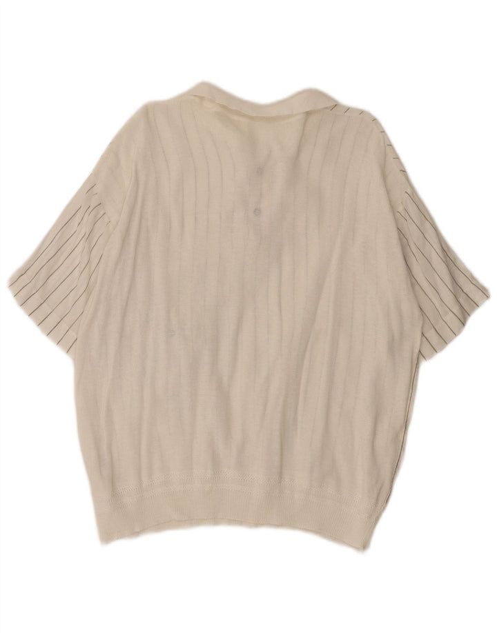 Vintage hombres manga corta pullover camisa pequeña rayas blancas
